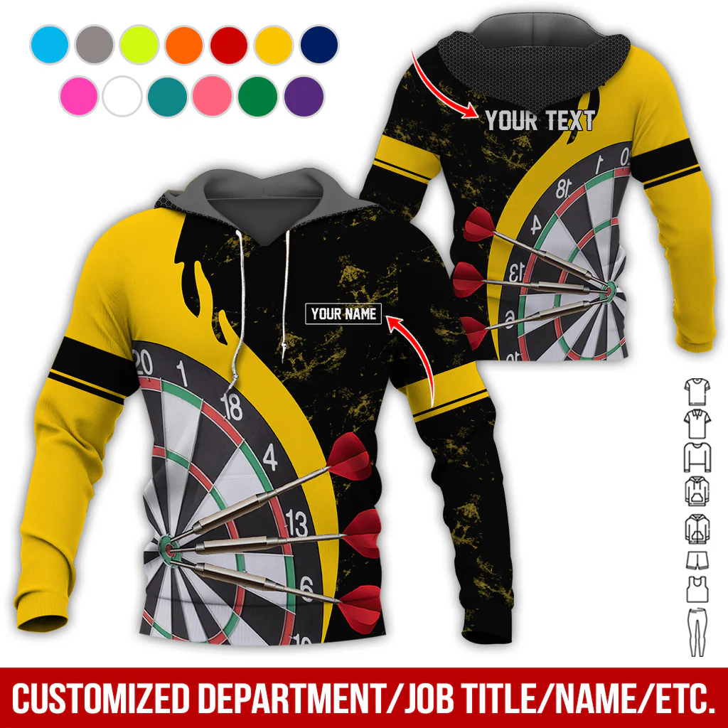 Customized Name & Text Darts Premium Hoodie, Darts & Moss Pattern Hoodie, Perfect Gift For Darts Lovers, Friend, Family - Image 3