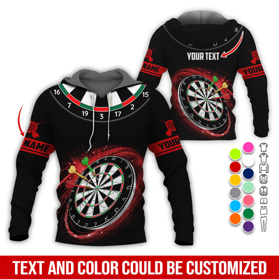 Customized Name & Text Darts Premium Hoodie, Darts Pattern Black Hoodie, Perfect Gift For Darts Lovers, Friend, Family - Image 12