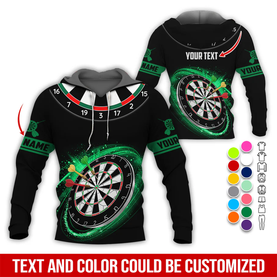 Customized Name & Text Darts Premium Hoodie, Darts Pattern Black Hoodie, Perfect Gift For Darts Lovers, Friend, Family - Image 5