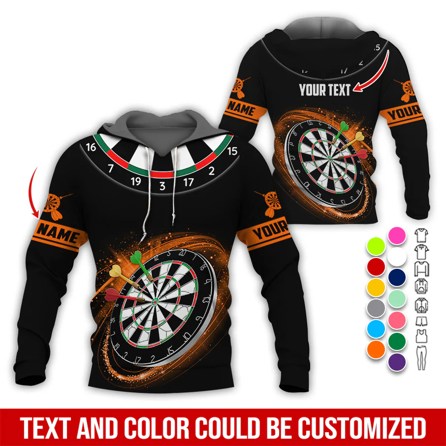 Customized Name & Text Darts Premium Hoodie, Darts Pattern Black Hoodie, Perfect Gift For Darts Lovers, Friend, Family - Image 9