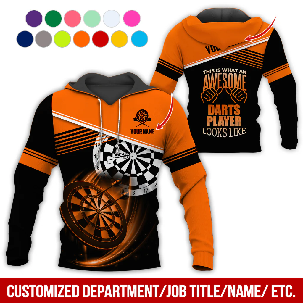 Customized Name & Text Darts Premium Hoodie, Darts Player Looks Like Hoodie, Perfect Gift For Darts Lovers, Darts Player - Image 9