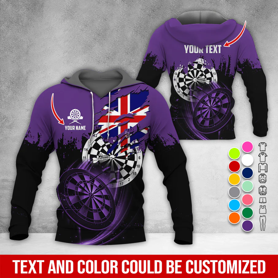 Customized Name & Text Darts Premium Hoodie, England Flag Darts Hoodie, Perfect Gift For Darts Lovers, Friend, Family - Image 10