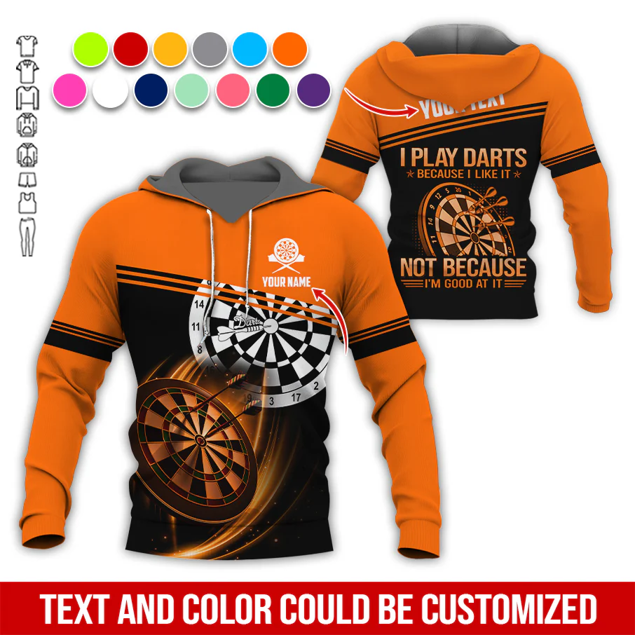 Customized Name & Text Darts Premium Hoodie, I Play Darts Because I Like It Hoodie For Men & Woman, Perfect Gift For Darts Lovers, Darts Player - Image 11