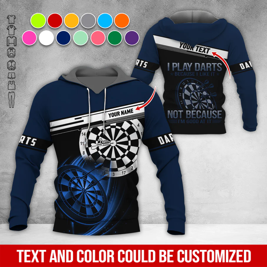 Customized Name & Text Darts Premium Hoodie, I Play Darts Because I Like It Not Because I'm Good At It Darts Hoodie, Perfect Gift For Darts Lovers, Darts Player - Image 10