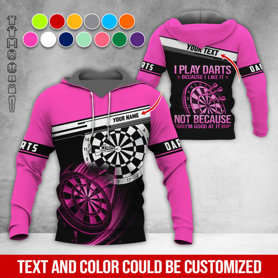 Customized Name & Text Darts Premium Hoodie, I Play Darts Because I Like It Not Because I'm Good At It Darts Hoodie, Perfect Gift For Darts Lovers, Darts Player - Image 11