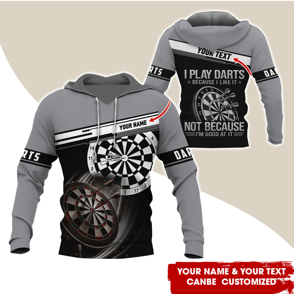 Customized Name & Text Darts Premium Hoodie, I Play Darts Because I Like It Not Because I'm Good At It Darts Hoodie, Perfect Gift For Darts Lovers, Darts Player - Image 2