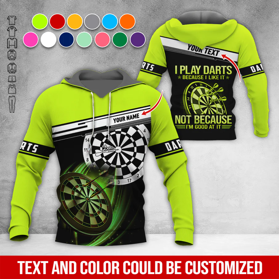 Customized Name & Text Darts Premium Hoodie, I Play Darts Because I Like It Not Because I'm Good At It Darts Hoodie, Perfect Gift For Darts Lovers, Darts Player - Image 9