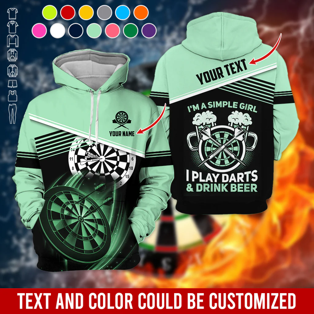 Customized Name & Text Darts Premium Hoodie, I'm A Simple Girl Darts Hoodie, Perfect Gift For Darts Lovers, Darts Player - Image 3