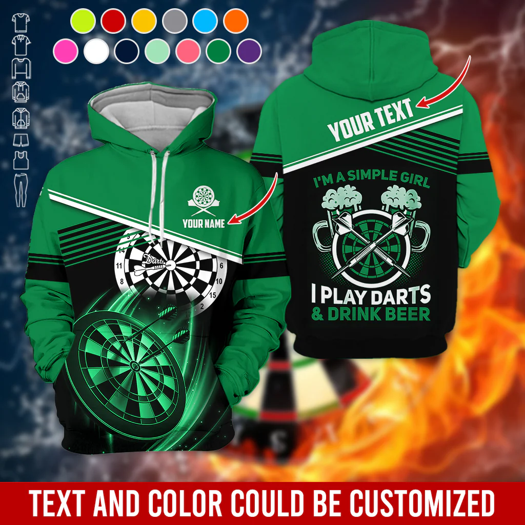 Customized Name & Text Darts Premium Hoodie, I'm A Simple Girl Darts Hoodie, Perfect Gift For Darts Lovers, Darts Player - Image 5