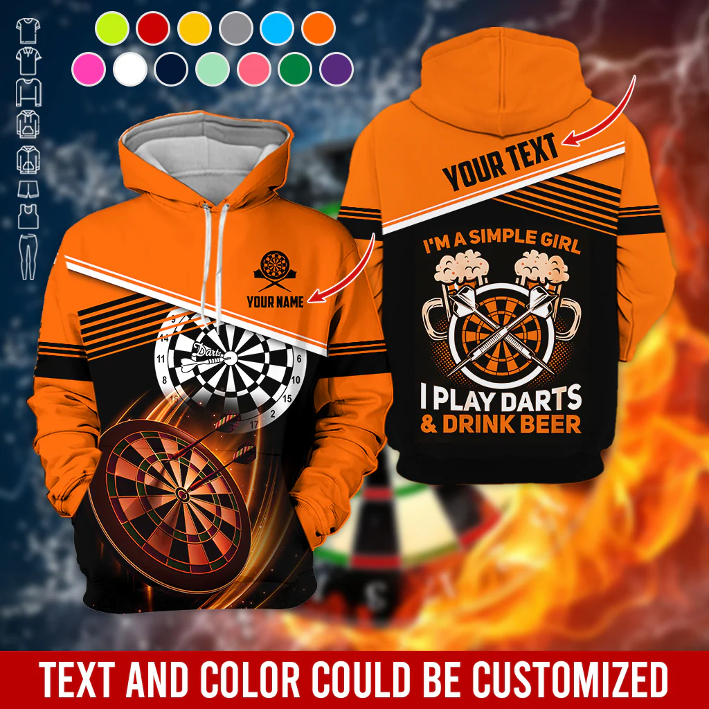 Customized Name & Text Darts Premium Hoodie, I'm A Simple Girl Darts Hoodie, Perfect Gift For Darts Lovers, Darts Player - Image 9