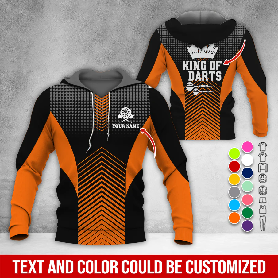 Customized Name & Text Darts Premium Hoodie, King Of Darts, Spot Pattern Hoodie, Perfect Gift For Darts Lovers, Darts Player - Image 9
