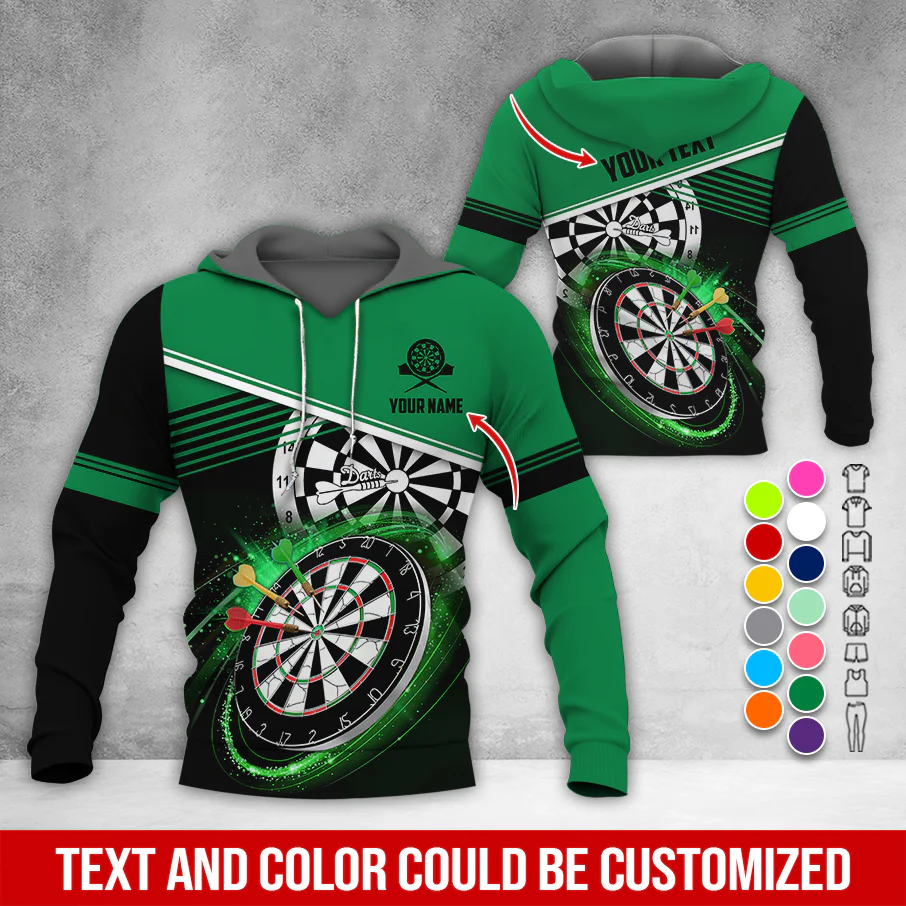 Customized Name & Text Darts Premium Hoodie, Modern Textures Pattern Darts Hoodie, Perfect Gift For Darts Lovers, Darts Player - Image 6