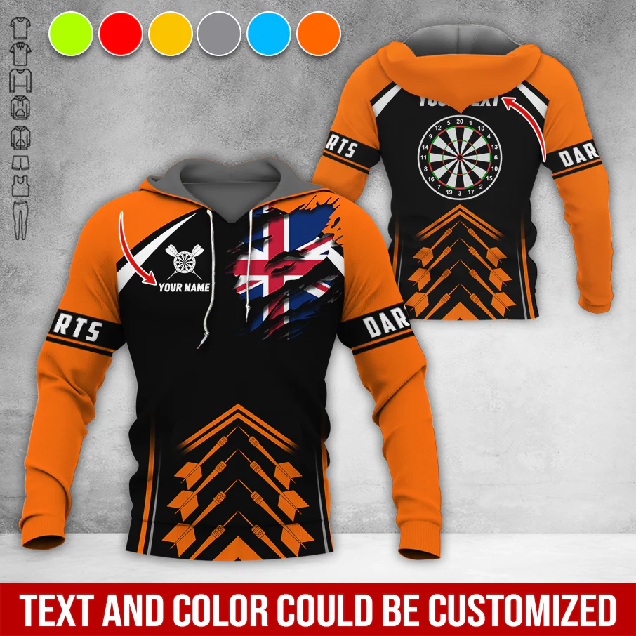 Customized Name & Text Darts Premium Hoodie, Personalized National flag Darts Hoodie, Perfect Gift For Darts Lovers, Darts Player - Image 4