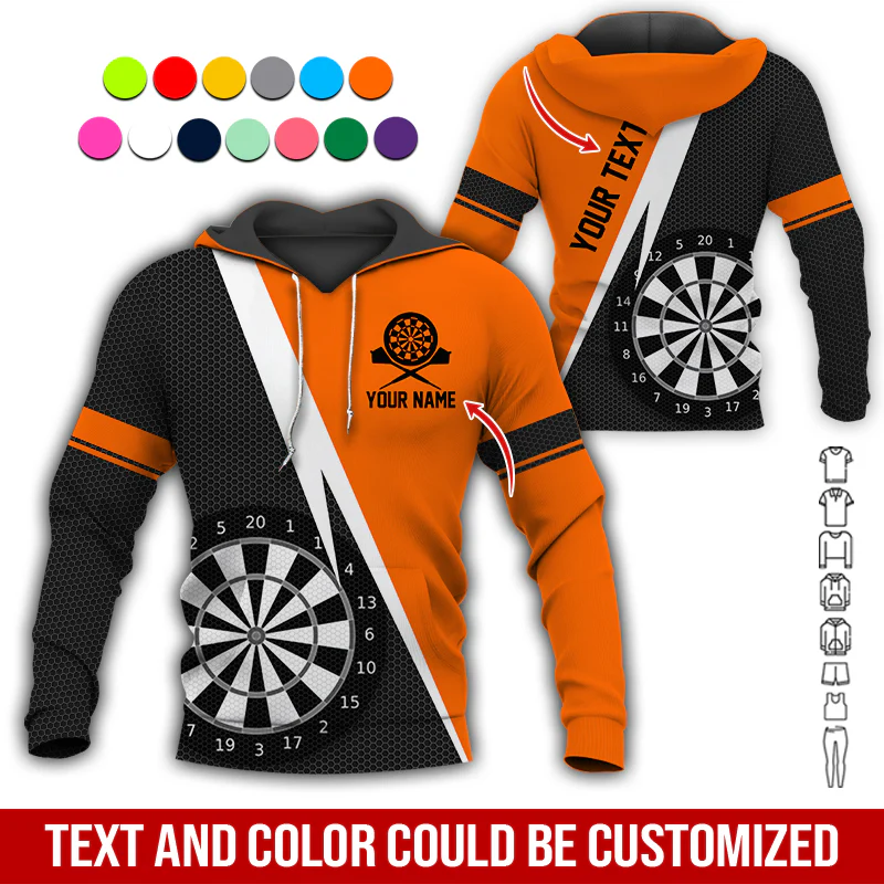 Customized Name & Text Darts Premium Hoodie, Spot Pattern Darts Black Hoodie, Perfect Gift For Darts Lovers, Darts Player - Image 11