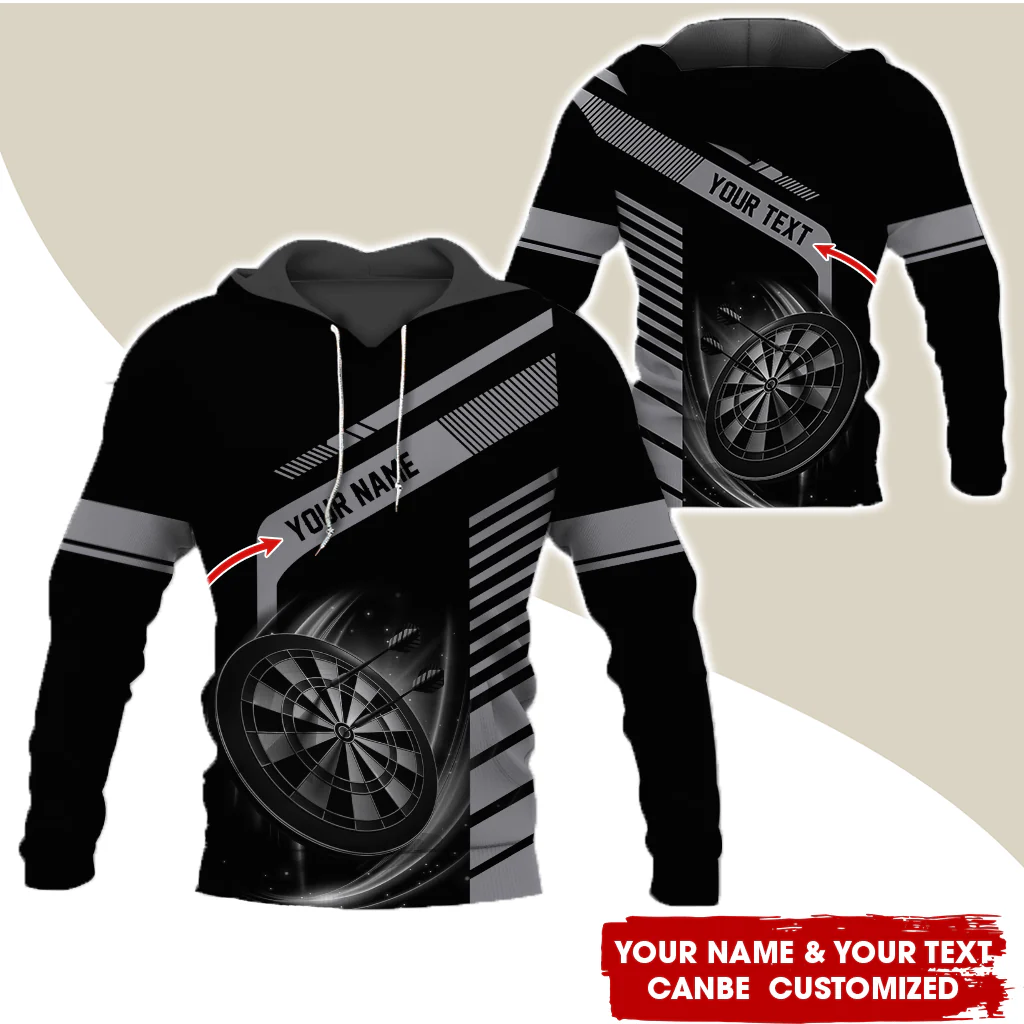 Customized Name & Text Darts Premium Hoodie, Throw Your Dart And Let It Fly, Perfect Gift For Darts Lovers, Friend, Family - Image 2