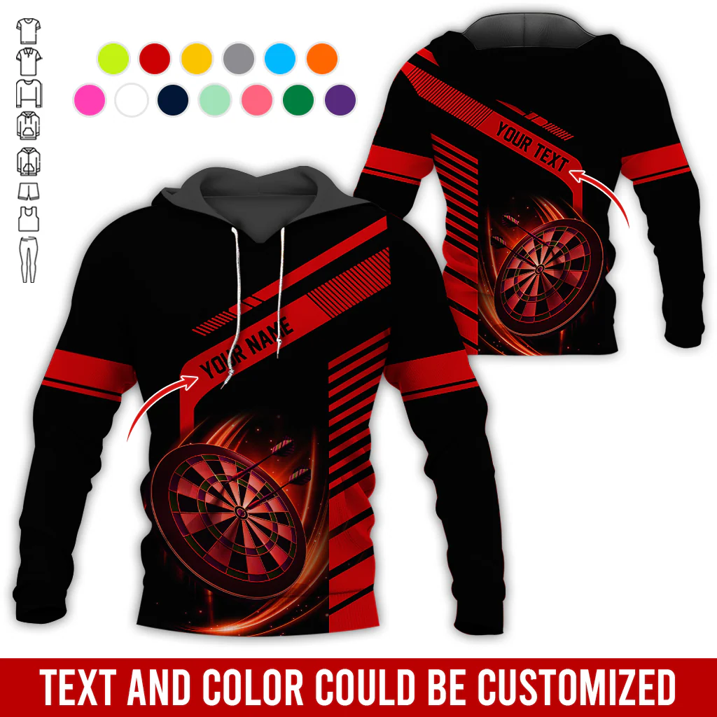 Customized Name & Text Darts Premium Hoodie, Throw Your Dart And Let It Fly, Perfect Gift For Darts Lovers, Friend, Family - Image 3