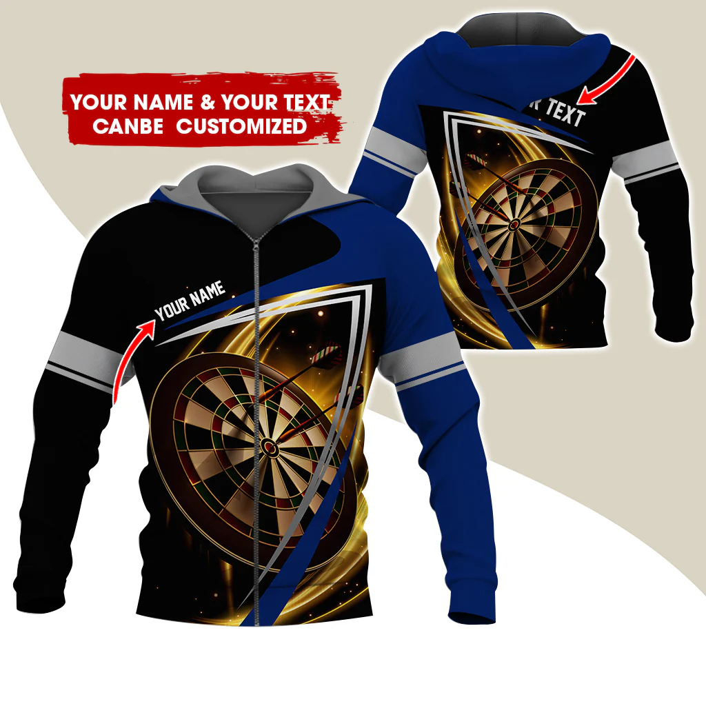 Customized Name & Text Darts Premium Zip Hoodie, Custom Darts Zip Hoodie For Men & Women - Gift For Darts Lovers, Darts Players - Image 6