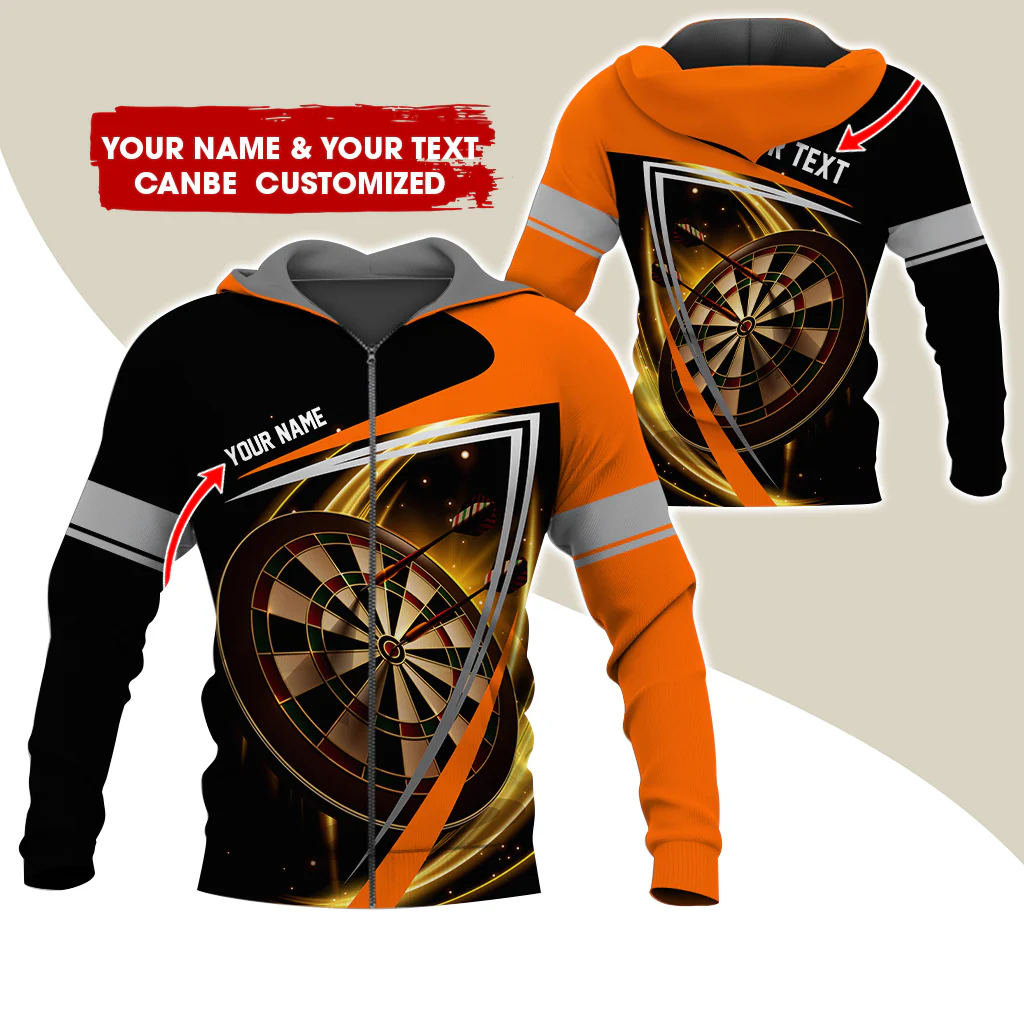 Customized Name & Text Darts Premium Zip Hoodie, Custom Darts Zip Hoodie For Men & Women - Gift For Darts Lovers, Darts Players - Image 7