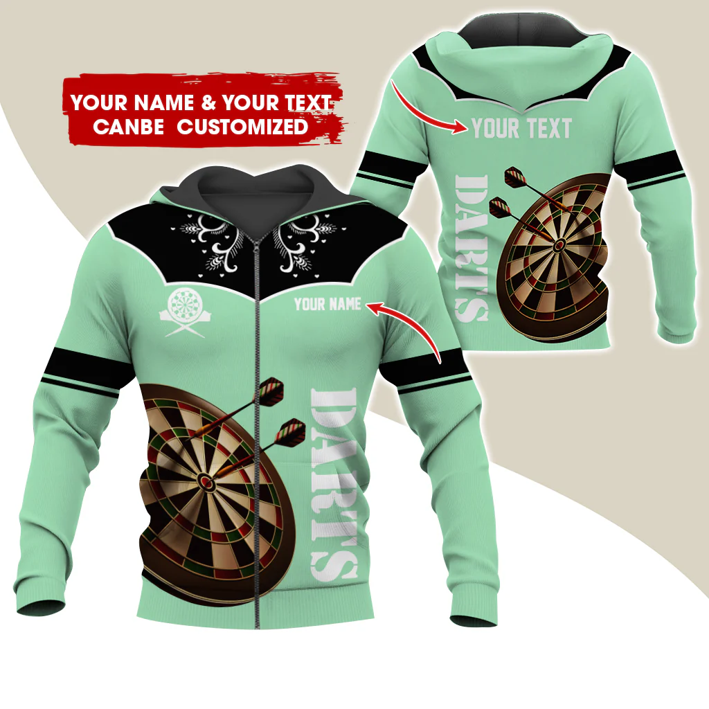 Customized Name & Text Darts Premium Zip Hoodie, Personalized Dartboard Zip Hoodie For Men & Women - Gift For Darts Lovers, Darts Players - Image 10