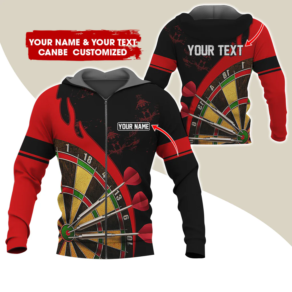 Customized Name & Text Darts Premium Zip Hoodie, Personalized Darts Is My Life Zip Hoodie For Men & Women - Gift For Darts Lovers, Darts Players - Image 12