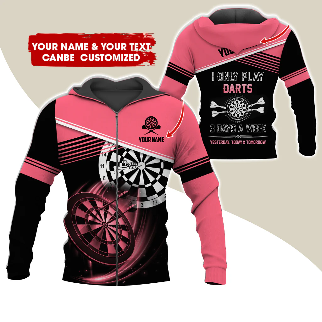 Customized Name & Text Darts Premium Zip Hoodie, Personalized I Only Play Darts Zip Hoodie For Men & Women - Gift For Darts Lovers, Darts Players - Image 10