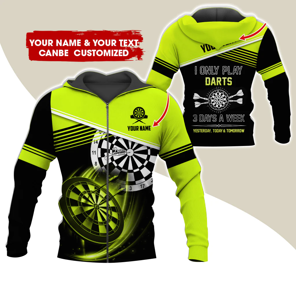 Customized Name & Text Darts Premium Zip Hoodie, Personalized I Only Play Darts Zip Hoodie For Men & Women - Gift For Darts Lovers, Darts Players - Image 2