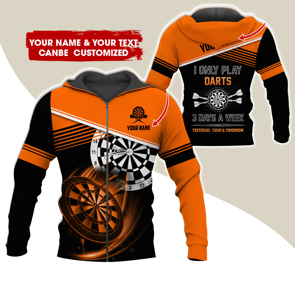 Customized Name & Text Darts Premium Zip Hoodie, Personalized I Only Play Darts Zip Hoodie For Men & Women - Gift For Darts Lovers, Darts Players - Image 6
