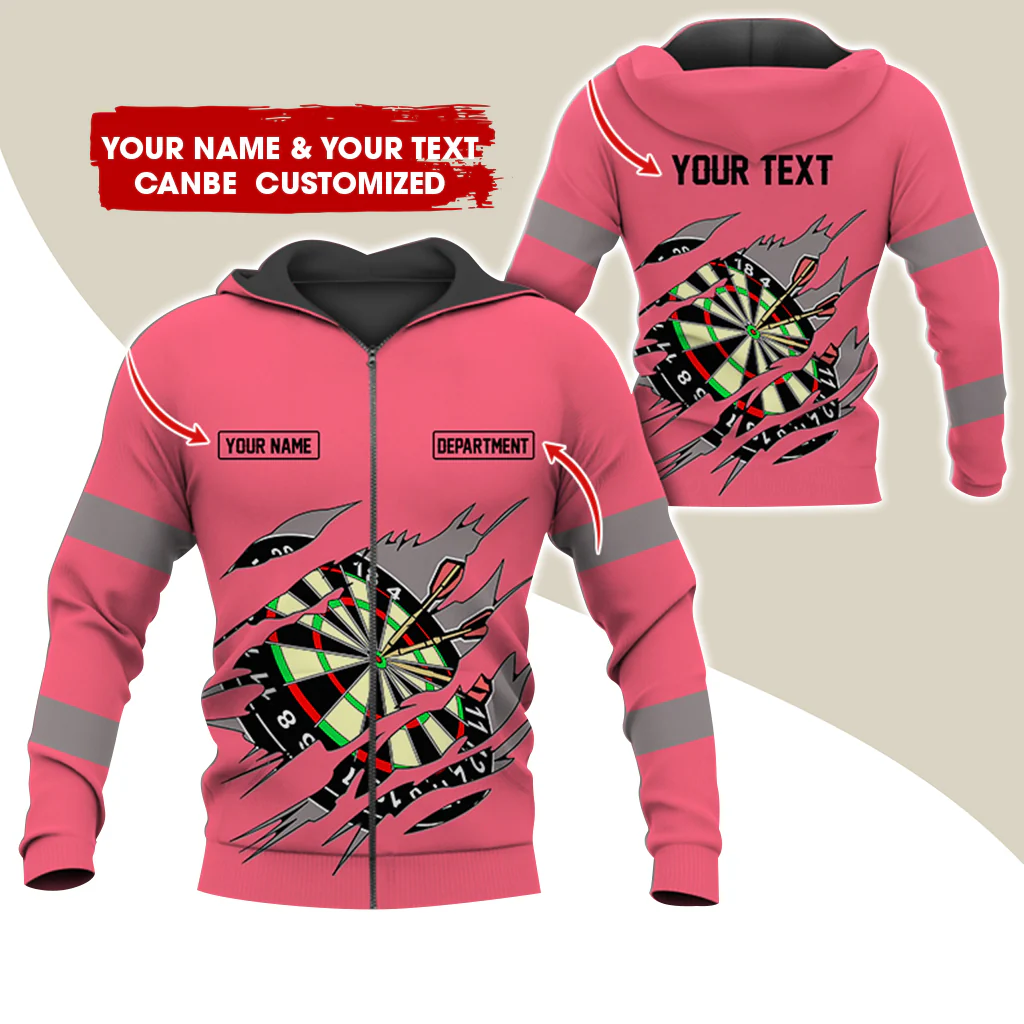 Customized Name & Text Darts Premium Zip Hoodie, Personalized Name & Text Dartboard Zip Hoodie For Men & Women - Gift For Darts Lovers, Darts Players - Image 11