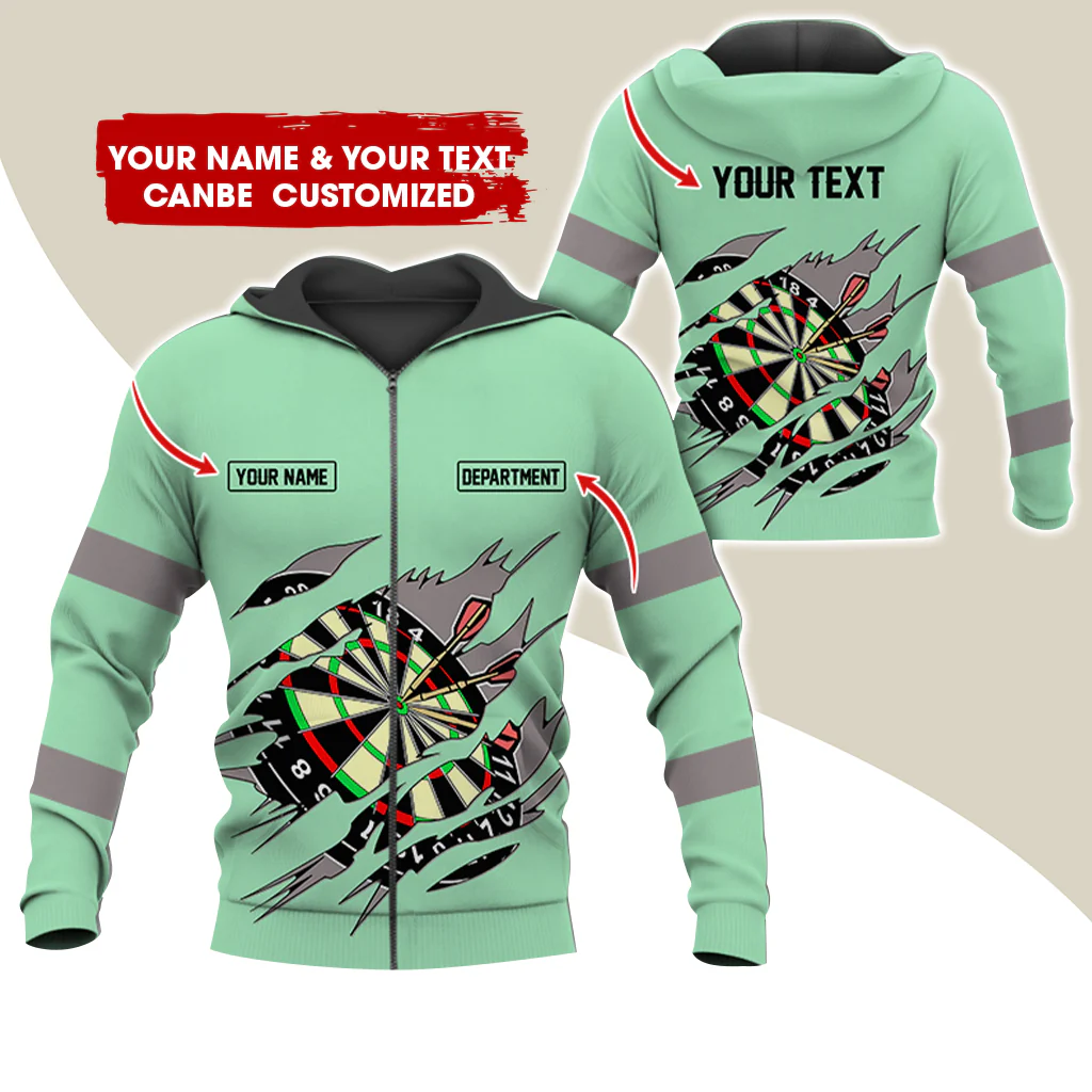 Customized Name & Text Darts Premium Zip Hoodie, Personalized Name & Text Dartboard Zip Hoodie For Men & Women - Gift For Darts Lovers, Darts Players - Image 12