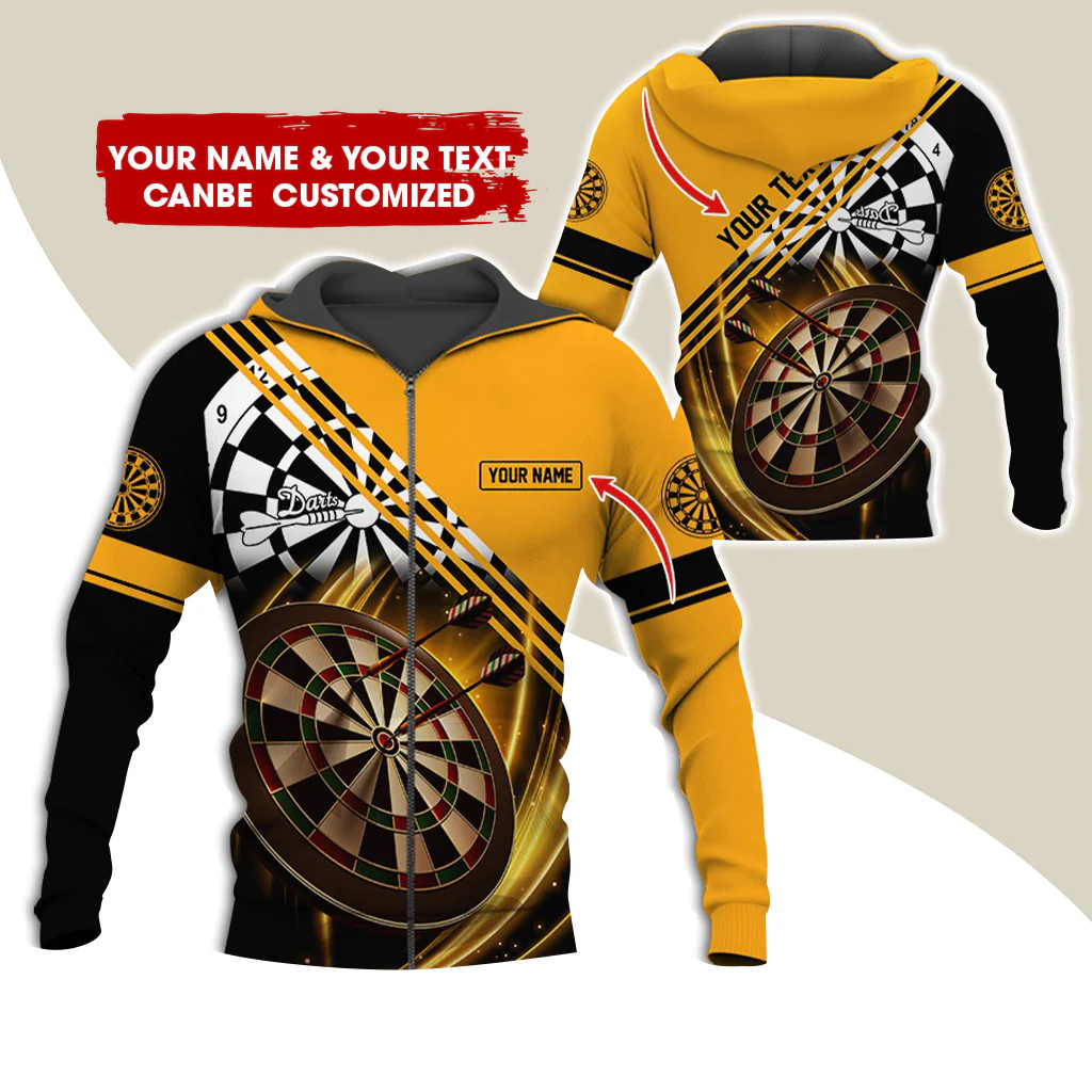 Customized Name & Text Darts Premium Zip Hoodie, Personalized Team Play Darts Zip Hoodie For Men & Women - Gift For Darts Lovers, Darts Players - Image 6