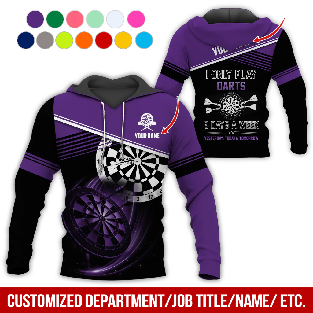 Customized Name & Text Darts Skull Premium Hoodie, I Only Play Darts 3 Days a Week Hoodie, Perfect Gift For Darts Lovers, Darts Player - Image 11