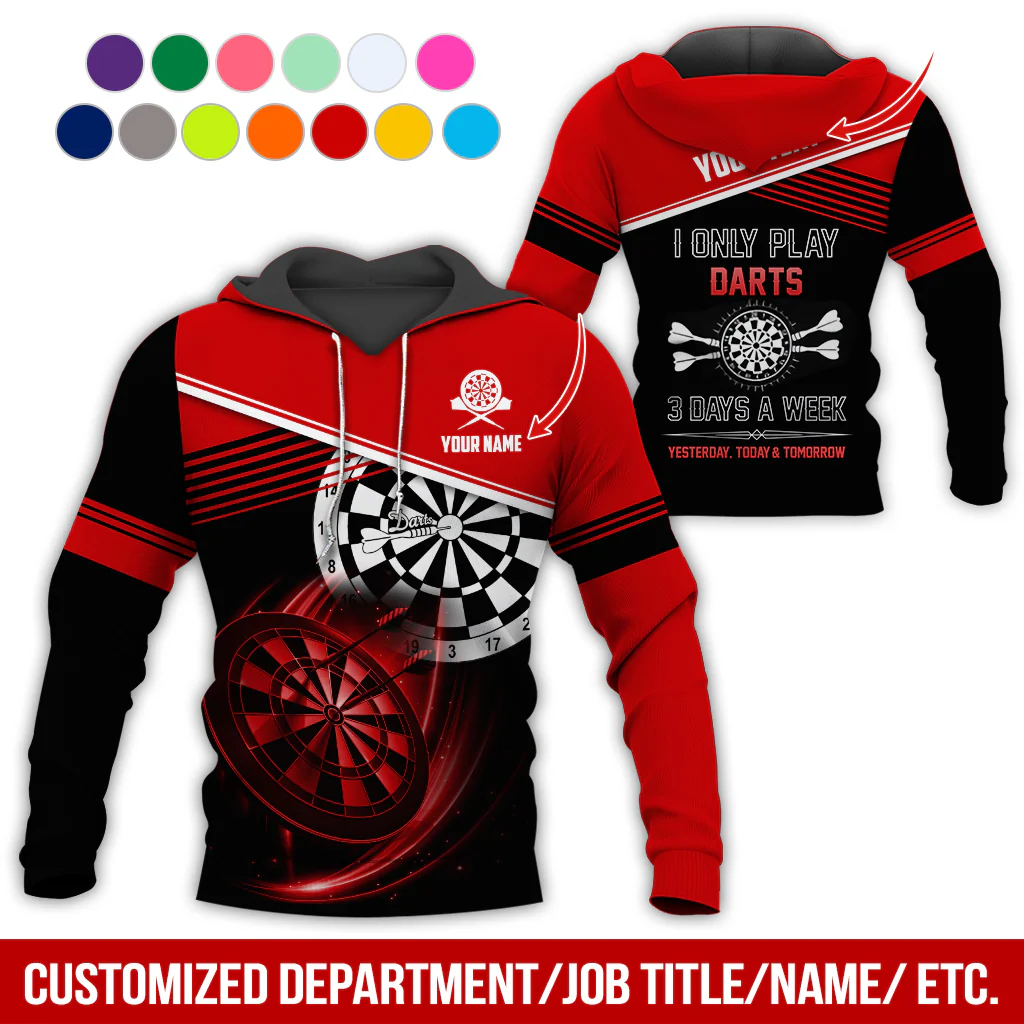 Customized Name & Text Darts Skull Premium Hoodie, I Only Play Darts 3 Days a Week Hoodie, Perfect Gift For Darts Lovers, Darts Player - Image 12