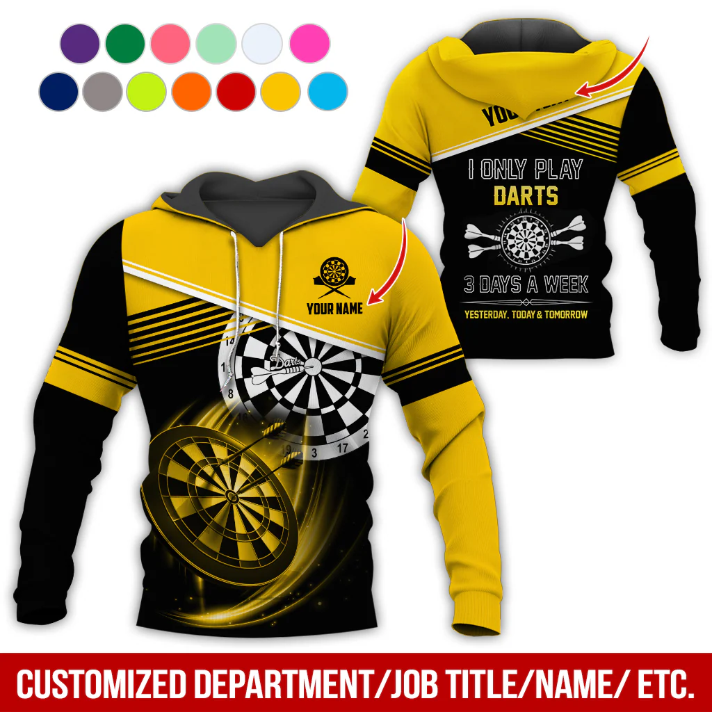 Customized Name & Text Darts Skull Premium Hoodie, I Only Play Darts 3 Days a Week Hoodie, Perfect Gift For Darts Lovers, Darts Player - Image 4