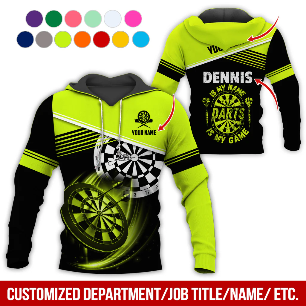 Customized Name & Text Darts Skull Premium Hoodie, Is My Name Player Darts Hoodie, Perfect Gift For Darts Lovers, Darts Player - Image 6