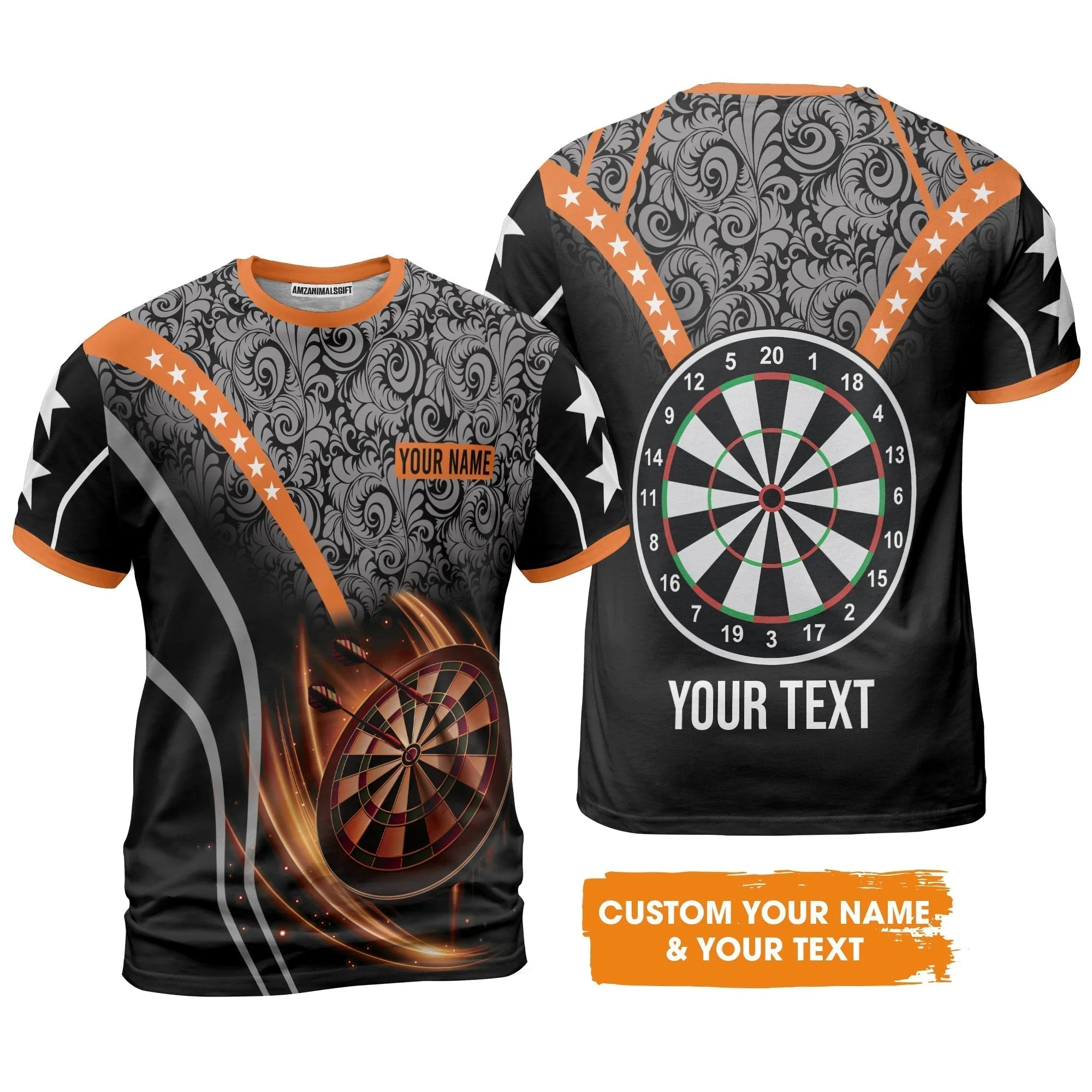 Customized Name & Text Darts Sweater, Personalized Name Dartboard Orange Sweater - Gift For Darts Players - Image 5