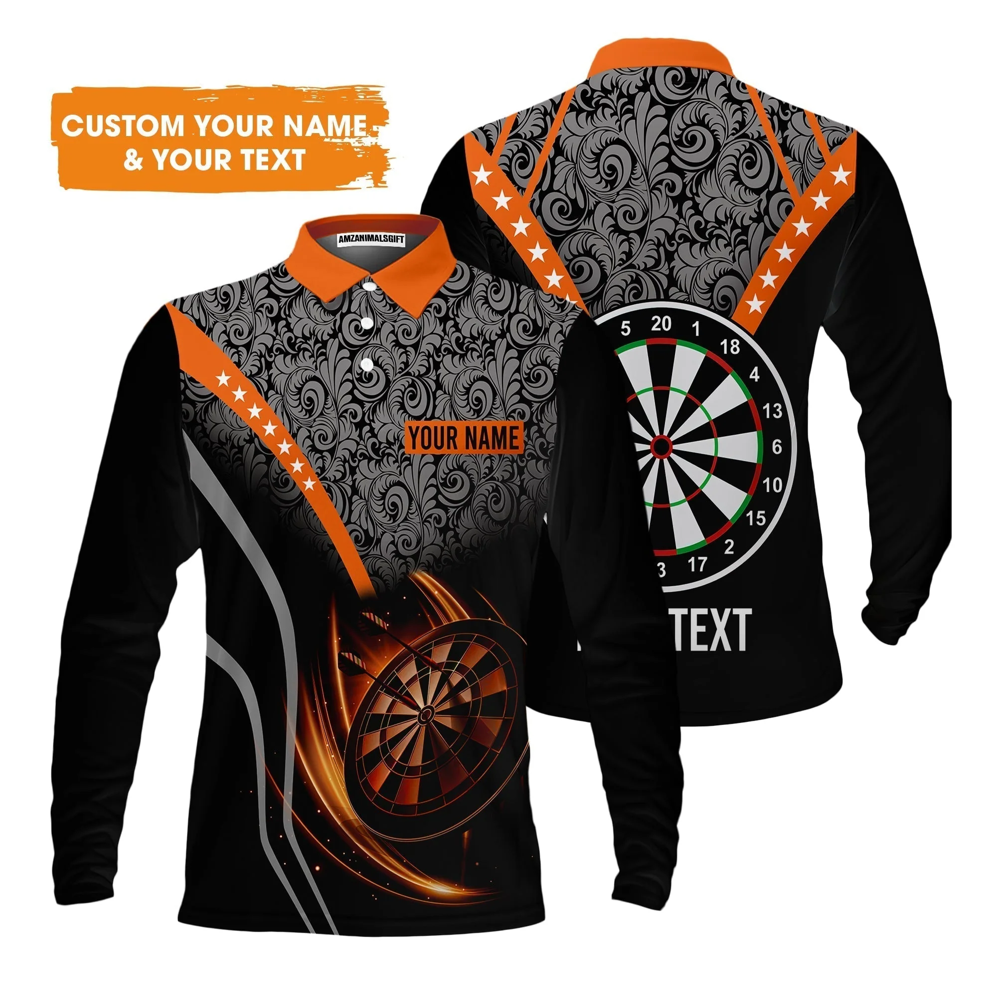 Customized Name & Text Darts Sweater, Personalized Name Dartboard Orange Sweater - Gift For Darts Players - Image 6