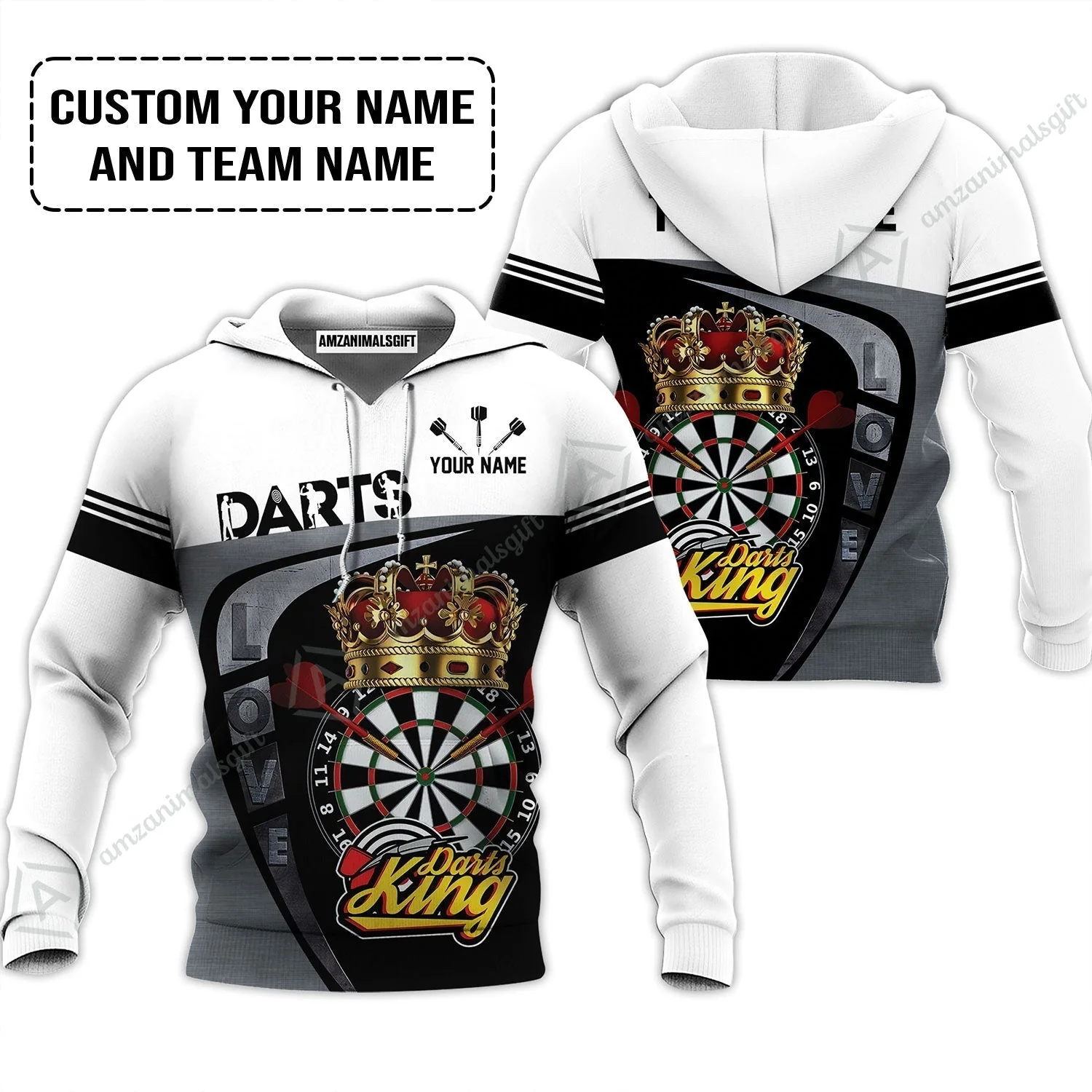 Customized Name & Text Darts Sweatshirt, Darts King Personalized Name Darts Uniforms Sweatshirt - Image 3