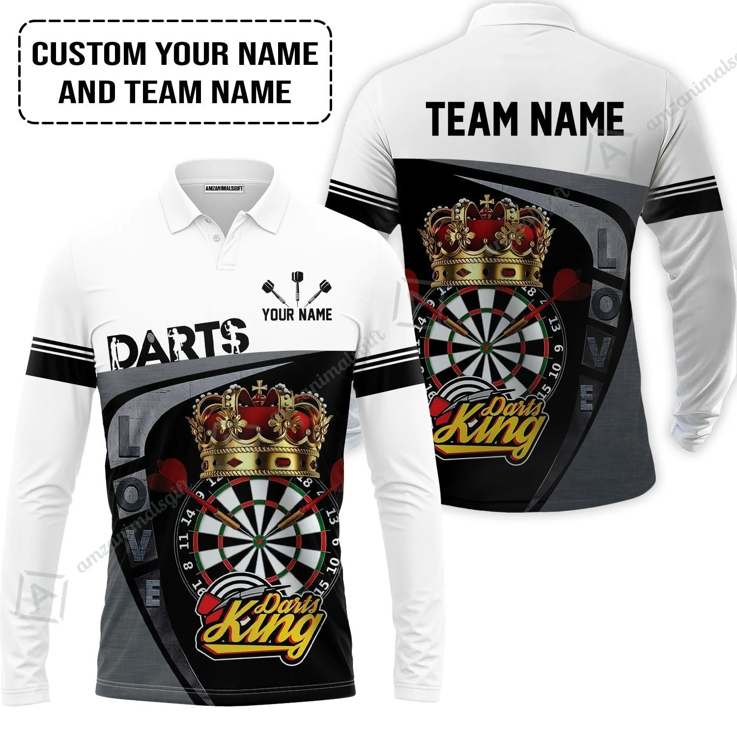 Customized Name & Text Darts Sweatshirt, Darts King Personalized Name Darts Uniforms Sweatshirt - Image 5
