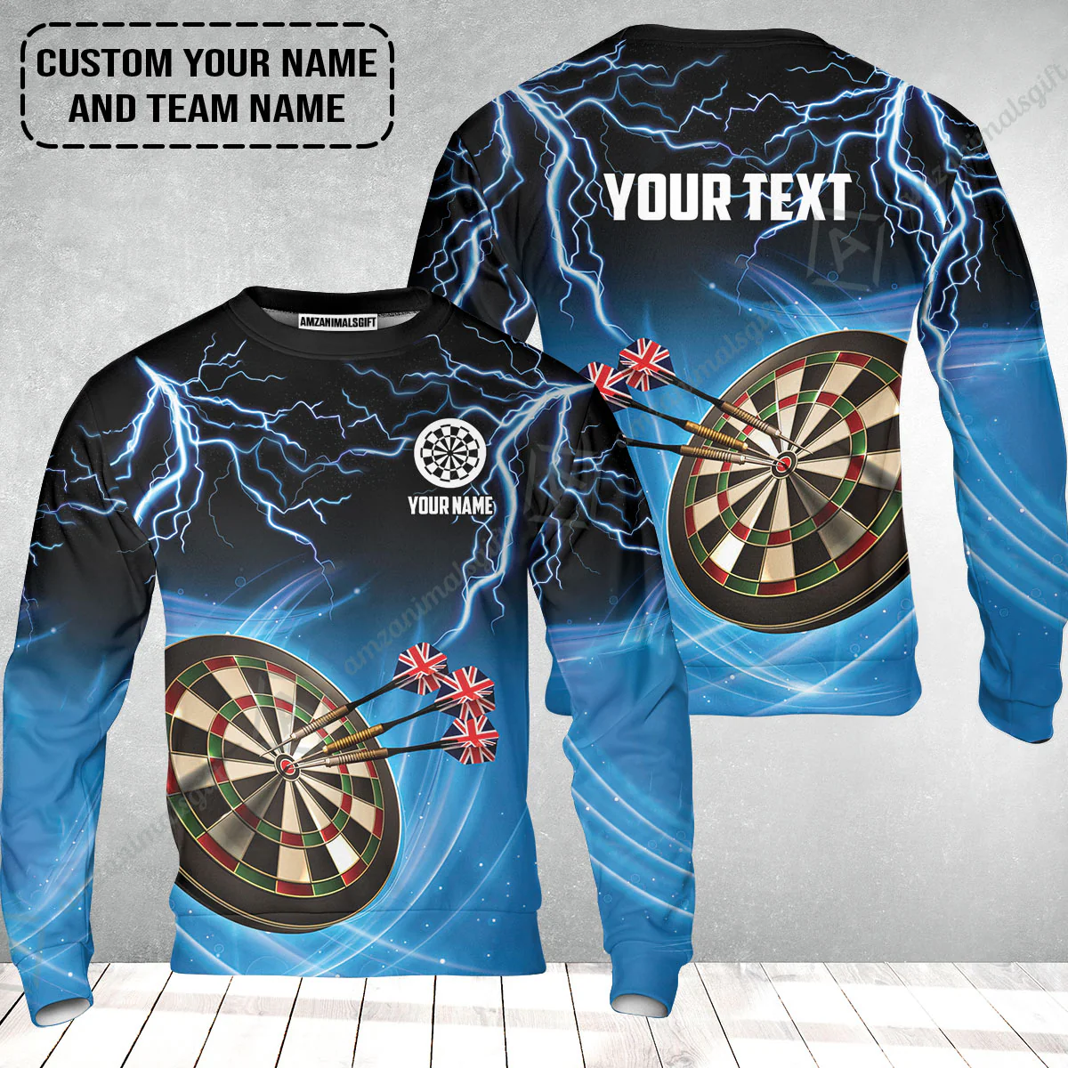 Customized Name & Text Darts Sweatshirt, Kingdom of England Darts Personalized Darts Sweatshirt - Image 2