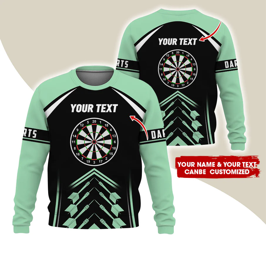 Customized Name & Text Darts Sweatshirt, Personalized Dartboard Uniform Sweatshirt For Men & Women - Gift For Darts Lovers, Darts Players - Image 3