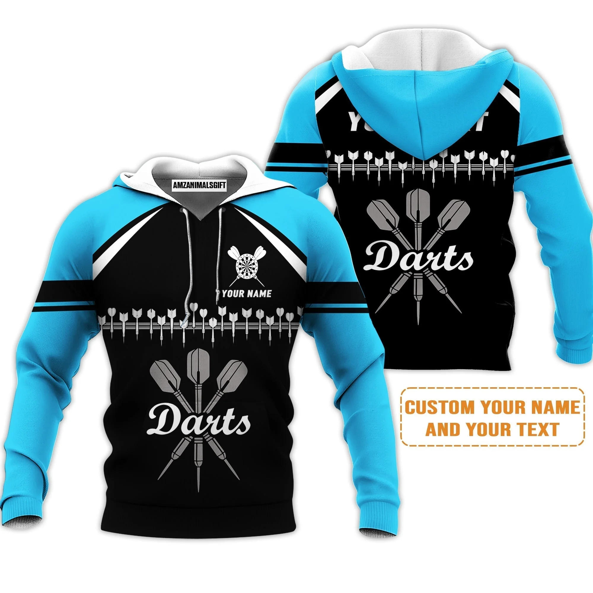 Customized Name & Text Darts Sweatshirt, Personalized Darts Team Blue Sweatshirt - Perfect Gift For Darts Lovers - Image 3
