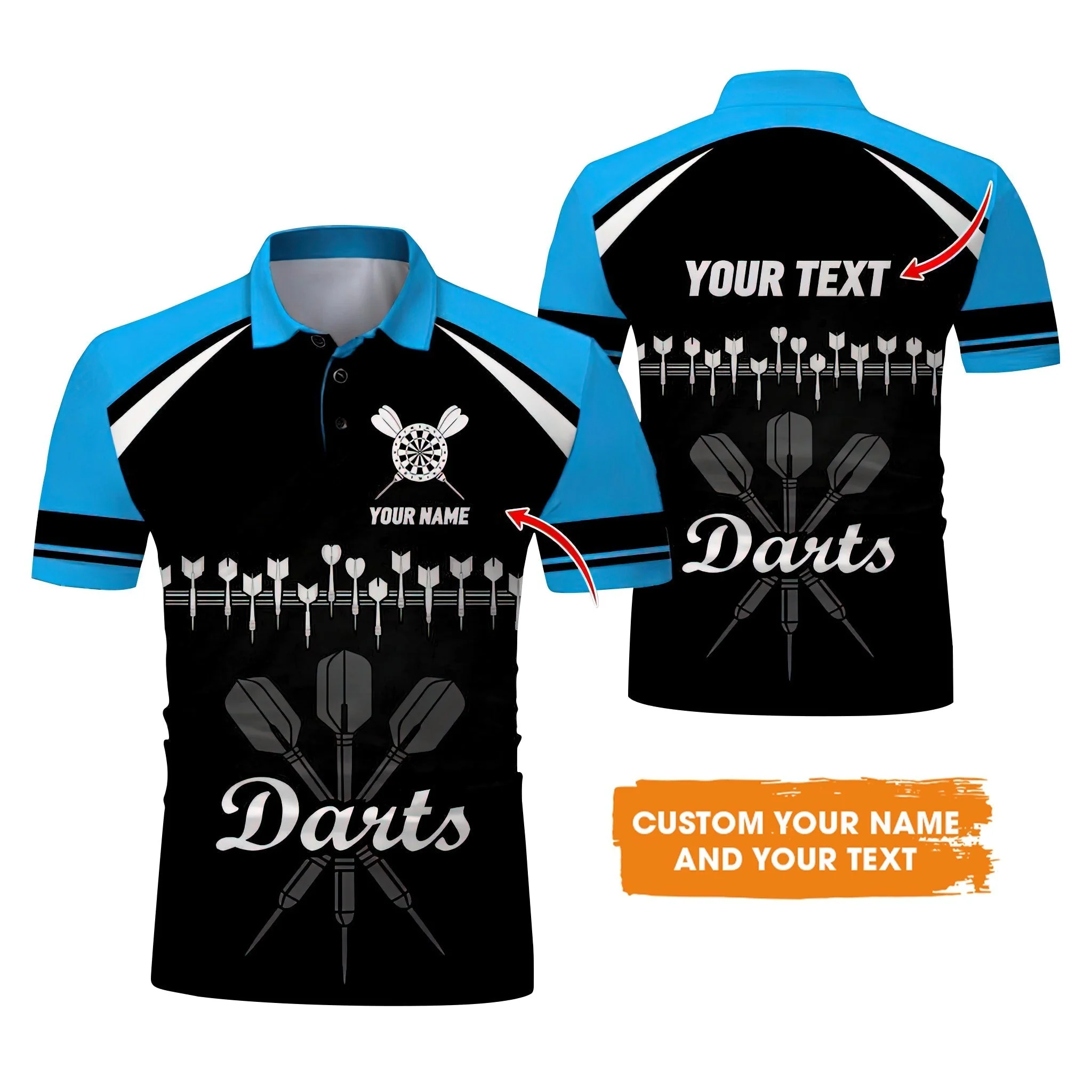 Customized Name & Text Darts Sweatshirt, Personalized Darts Team Blue Sweatshirt - Perfect Gift For Darts Lovers - Image 6