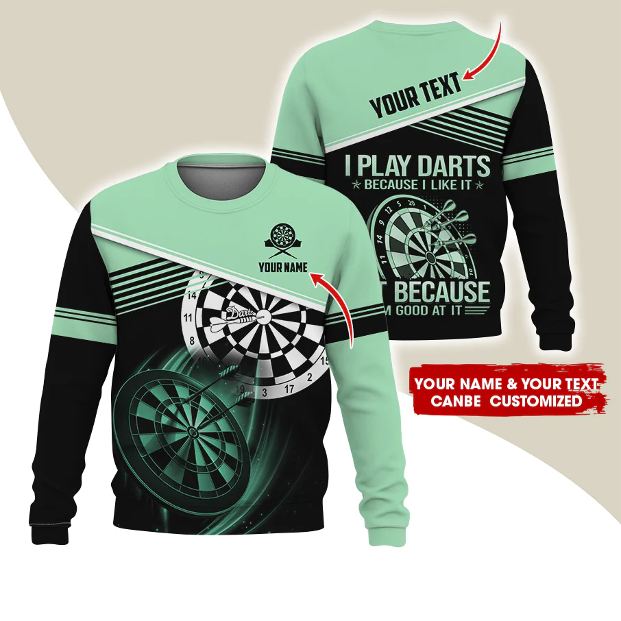 Customized Name & Text Darts Sweatshirt, Personalized I Play Darts Sweatshirt For Men & Women - Gift For Darts Lovers, Darts Players - Image 3