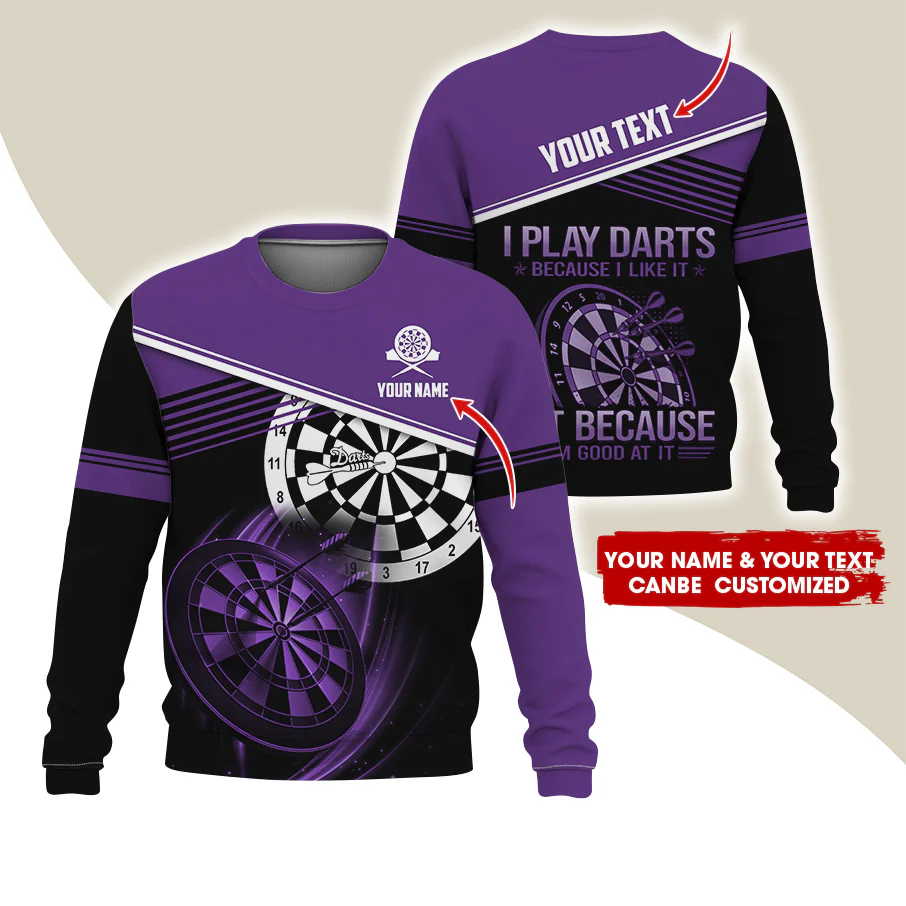 Customized Name & Text Darts Sweatshirt, Personalized I Play Darts Sweatshirt For Men & Women - Gift For Darts Lovers, Darts Players - Image 5