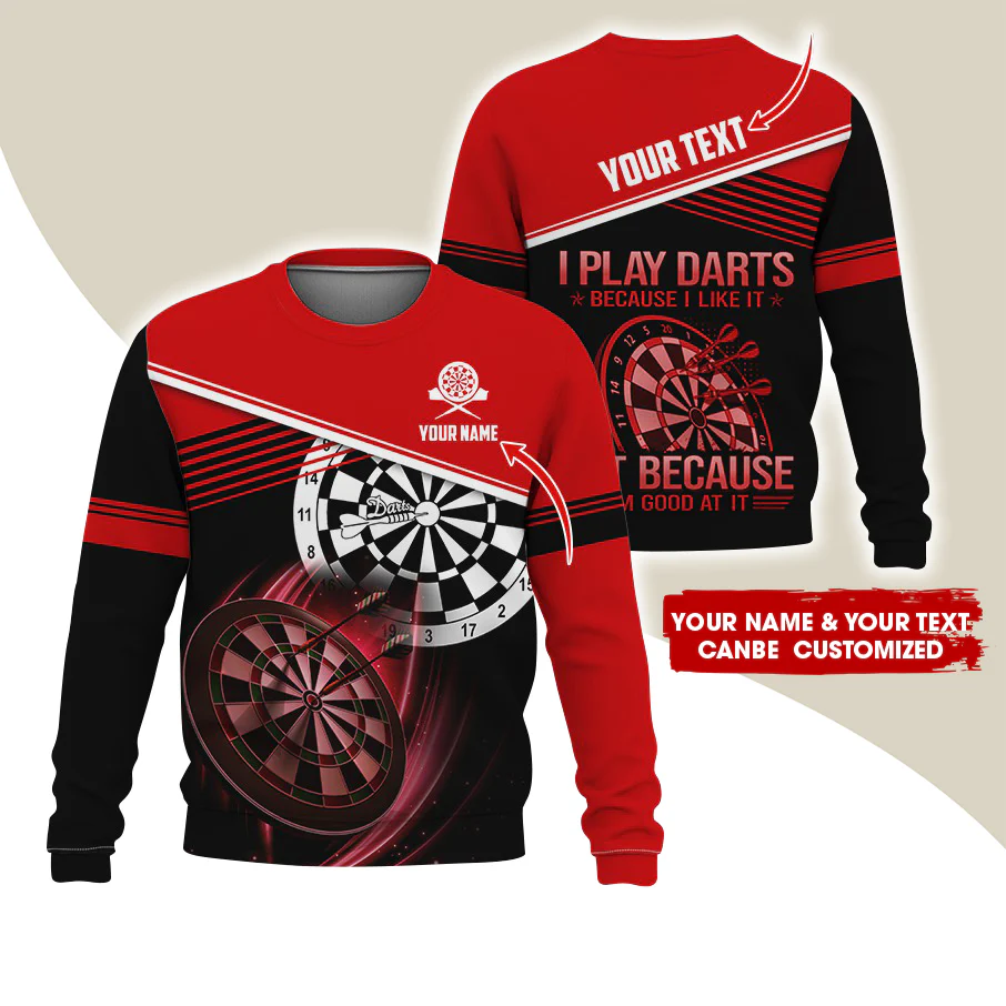 Customized Name & Text Darts Sweatshirt, Personalized I Play Darts Sweatshirt For Men & Women - Gift For Darts Lovers, Darts Players - Image 6