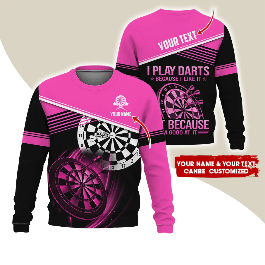Customized Name & Text Darts Sweatshirt, Personalized I Play Darts Sweatshirt For Men & Women - Gift For Darts Lovers, Darts Players - Image 8