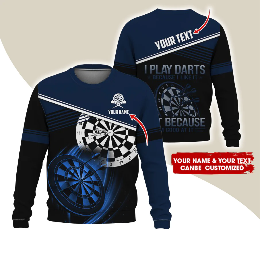 Customized Name & Text Darts Sweatshirt, Personalized I Play Darts Sweatshirt For Men & Women - Gift For Darts Lovers, Darts Players - Image 9