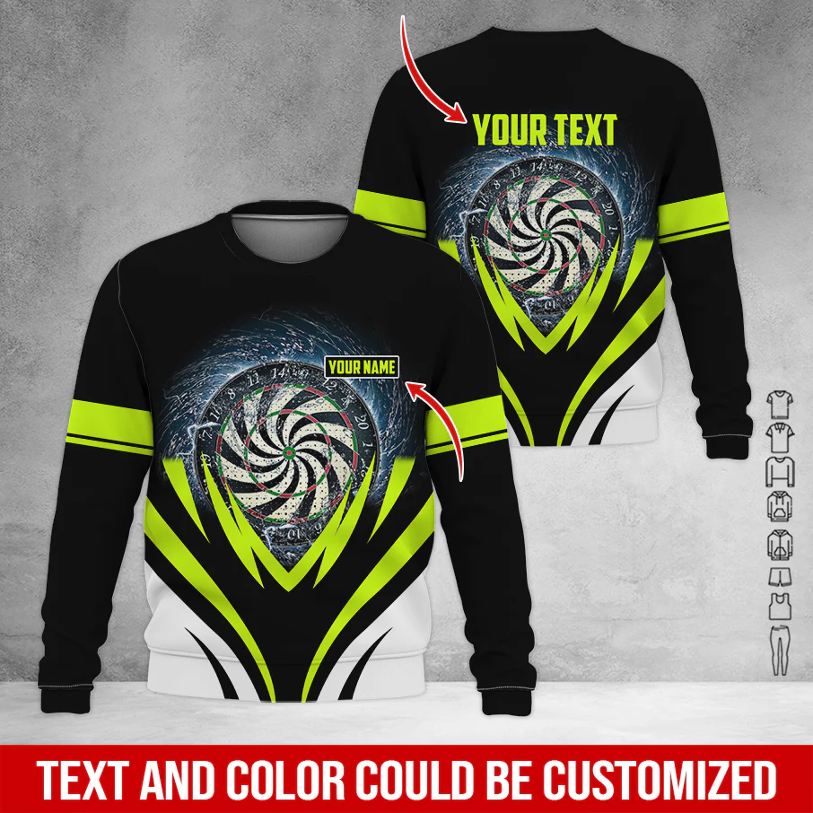 Customized Name & Text Darts Sweatshirt, Personalized Name Dartboard Sweatshirt For Men & Women - Gift For Darts Lovers, Darts Players - Image 3