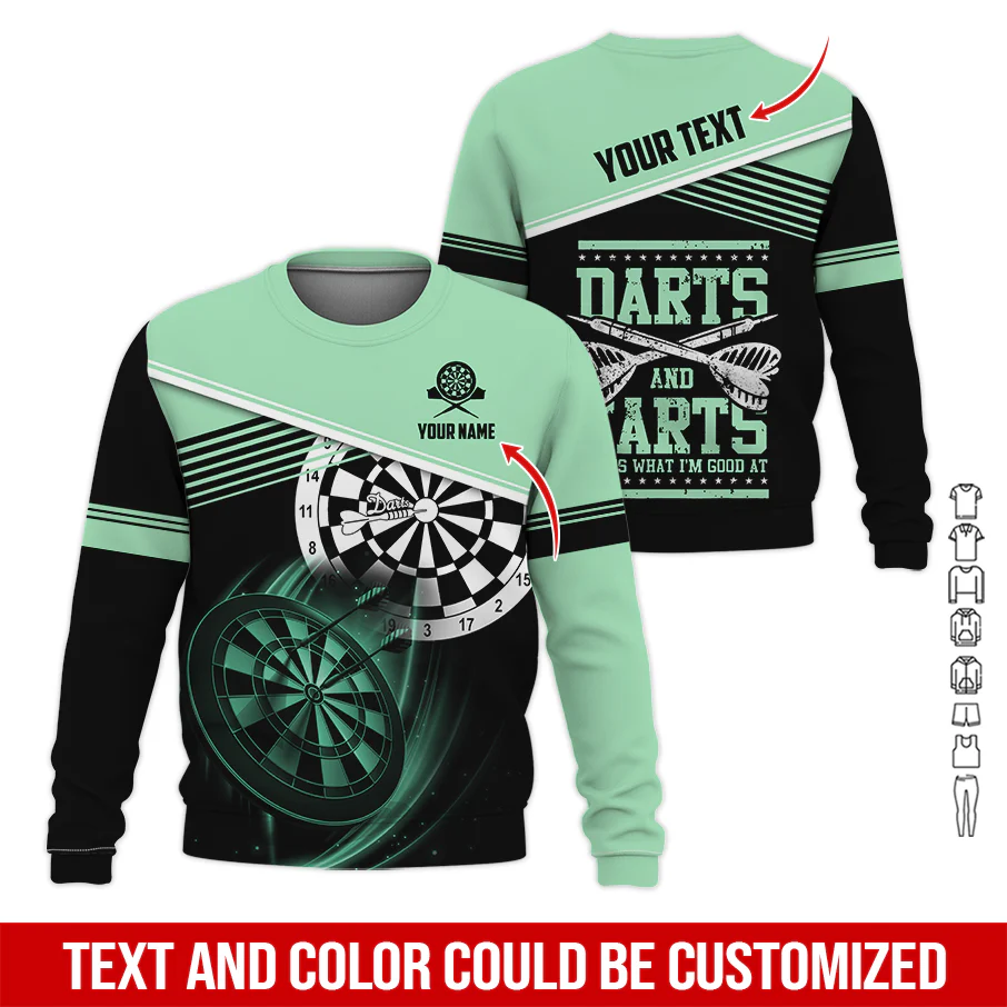 Customized Name & Text Darts Sweatshirt, Personalized Name Darts & Farts Sweatshirt For Men & Women - Gift For Darts Lovers, Darts Players - Image 3