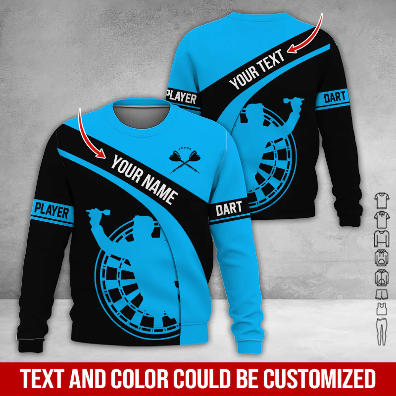 Customized Name & Text Darts Sweatshirt, Personalized Name Darts Player Sweatshirt For Men & Women - Gift For Darts Lovers, Darts Players - Image 6